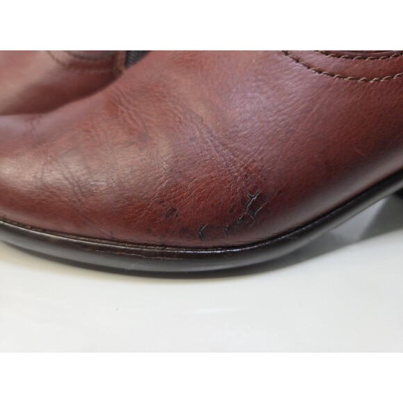 Mephisto Congac Brown Ankle Boots Sz 9 Leather Classic Side Zip Low Heel Buckle - Picture 11 of 12